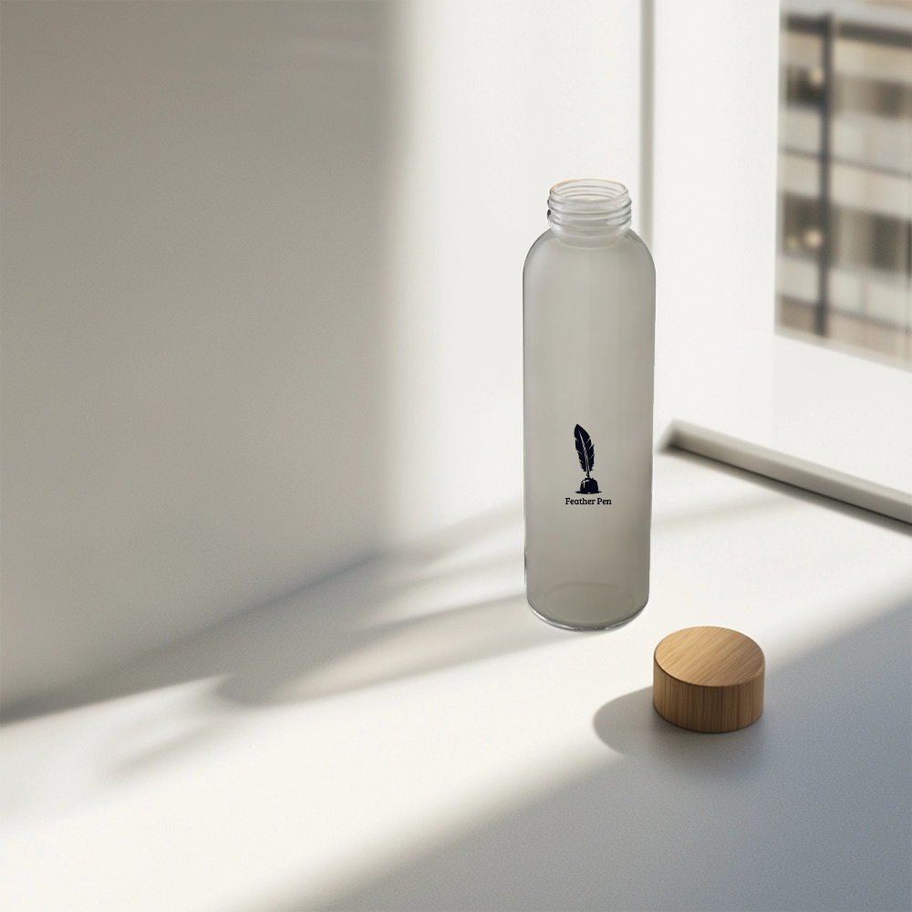 Bouteille en verre dépoli 500 ml avec bouchon bambou