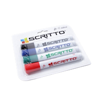 Set de marqueurs Scritto avec 1 marqueur noir, 1 marqueur bleu, 1 marqueur vert et 1 marqueur rouge