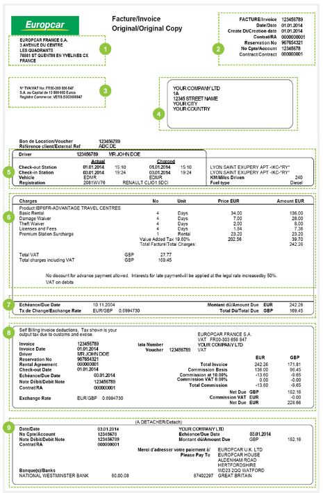 Facture Europcar