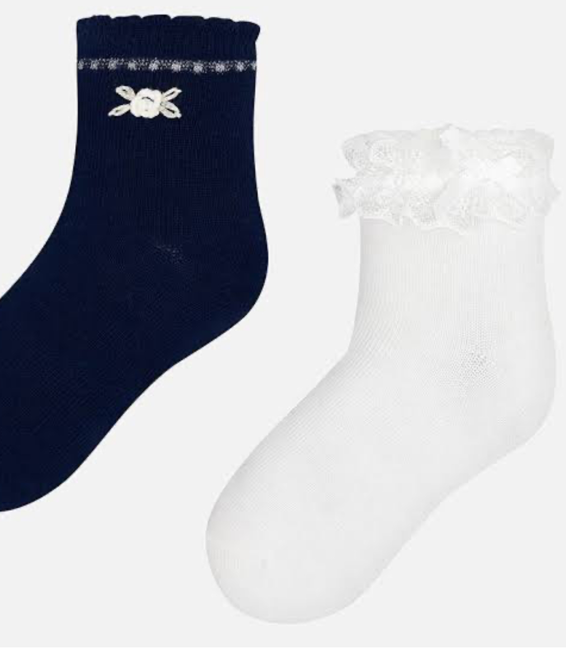 Set 2 calcetas con flor y encaje