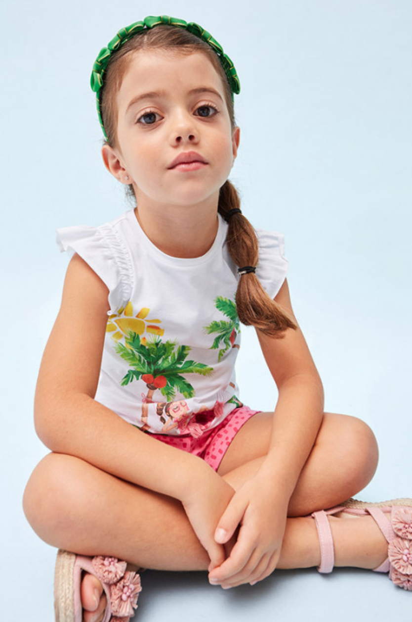 Conjunto short fucsia puntos