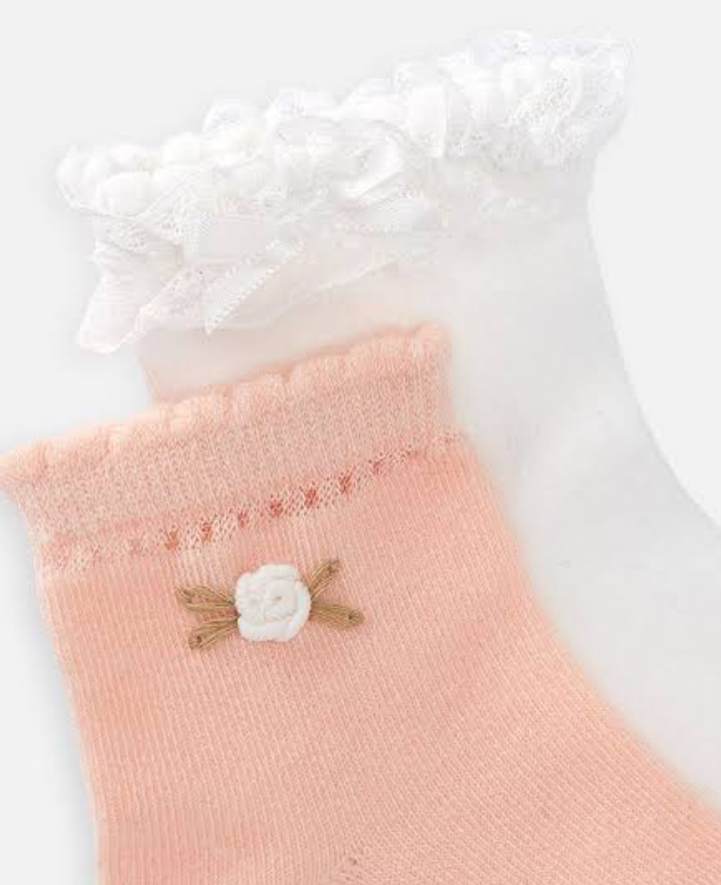 Set 2 calcetas con flor y encaje