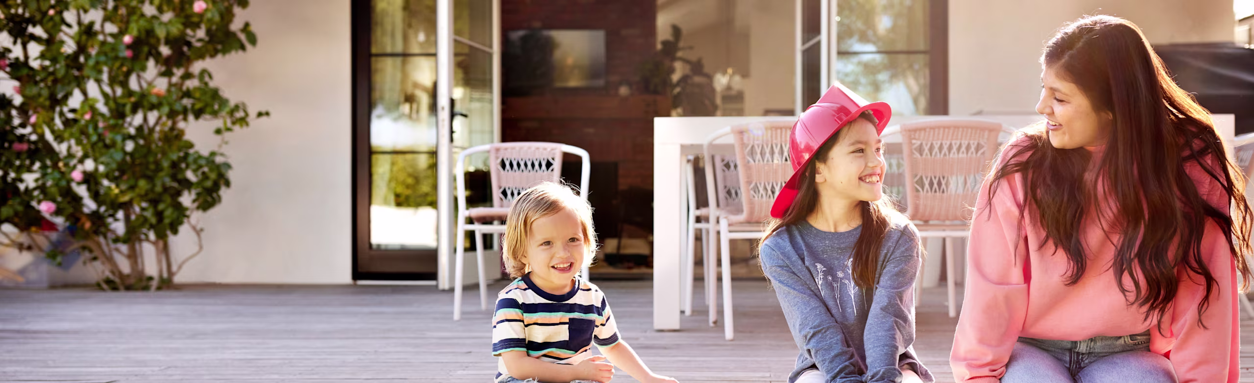 Image of babysitter with children.