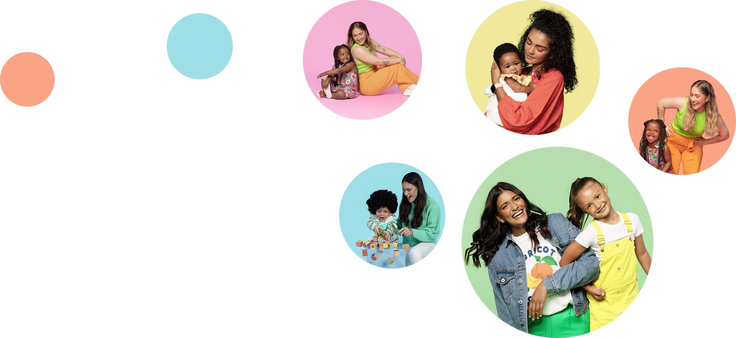 Smiling babysitters and children