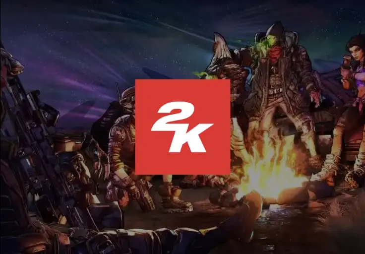 2k games logo with game characters in the background
