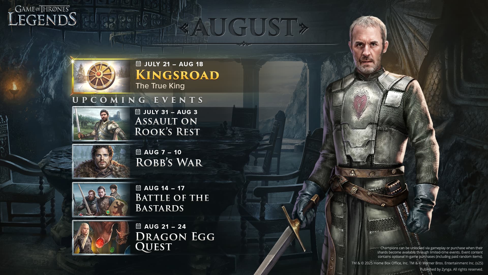 Game of Thrones Legends August 2025 Event Calendar