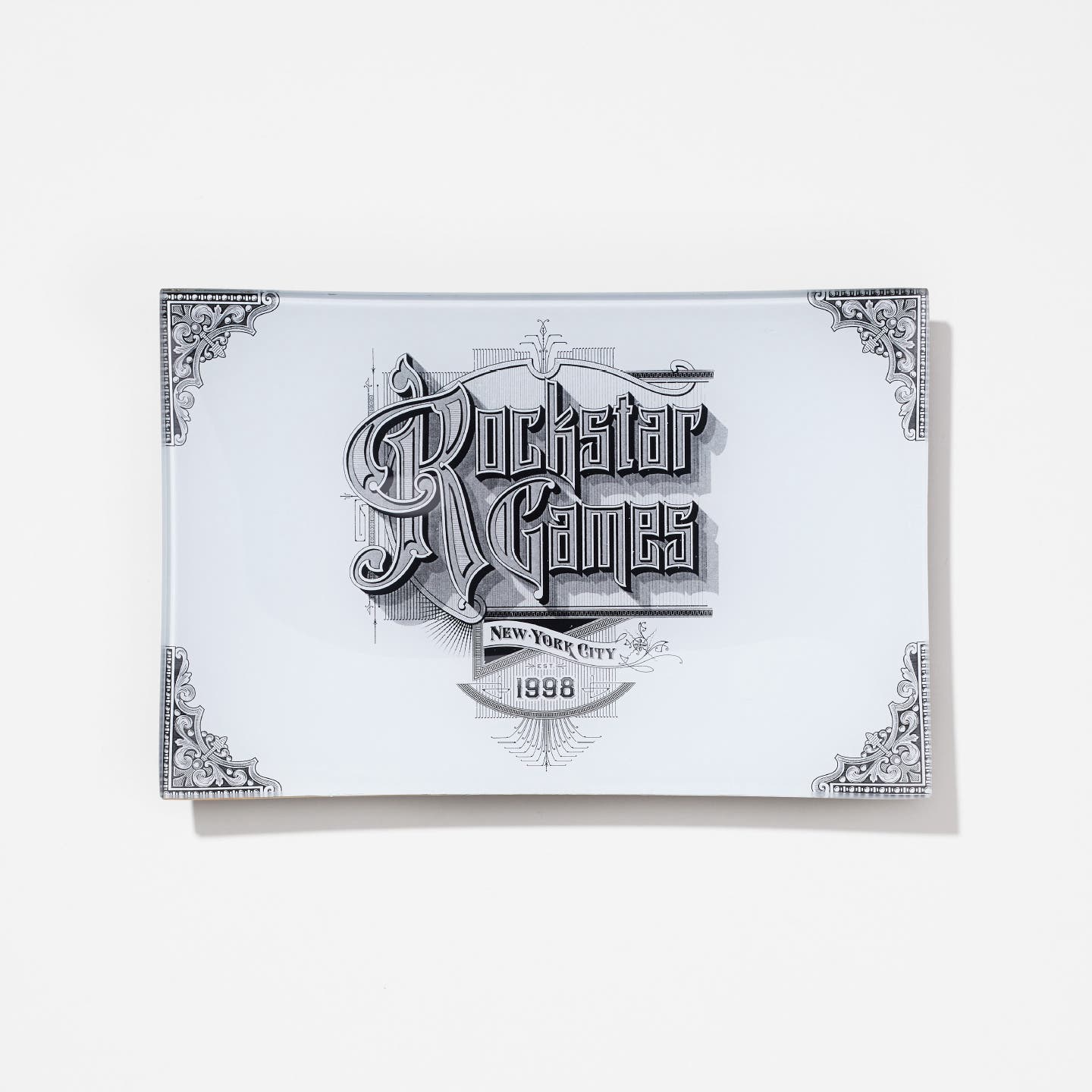 Red Dead Redemption 2 Vintage Rockstar Glass Decoupage Tray by John Derian Co. - Product Image 1