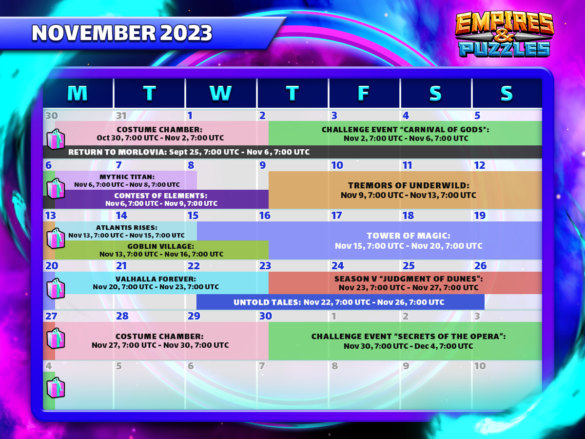 2023 Monthly Event Calendar 11 November