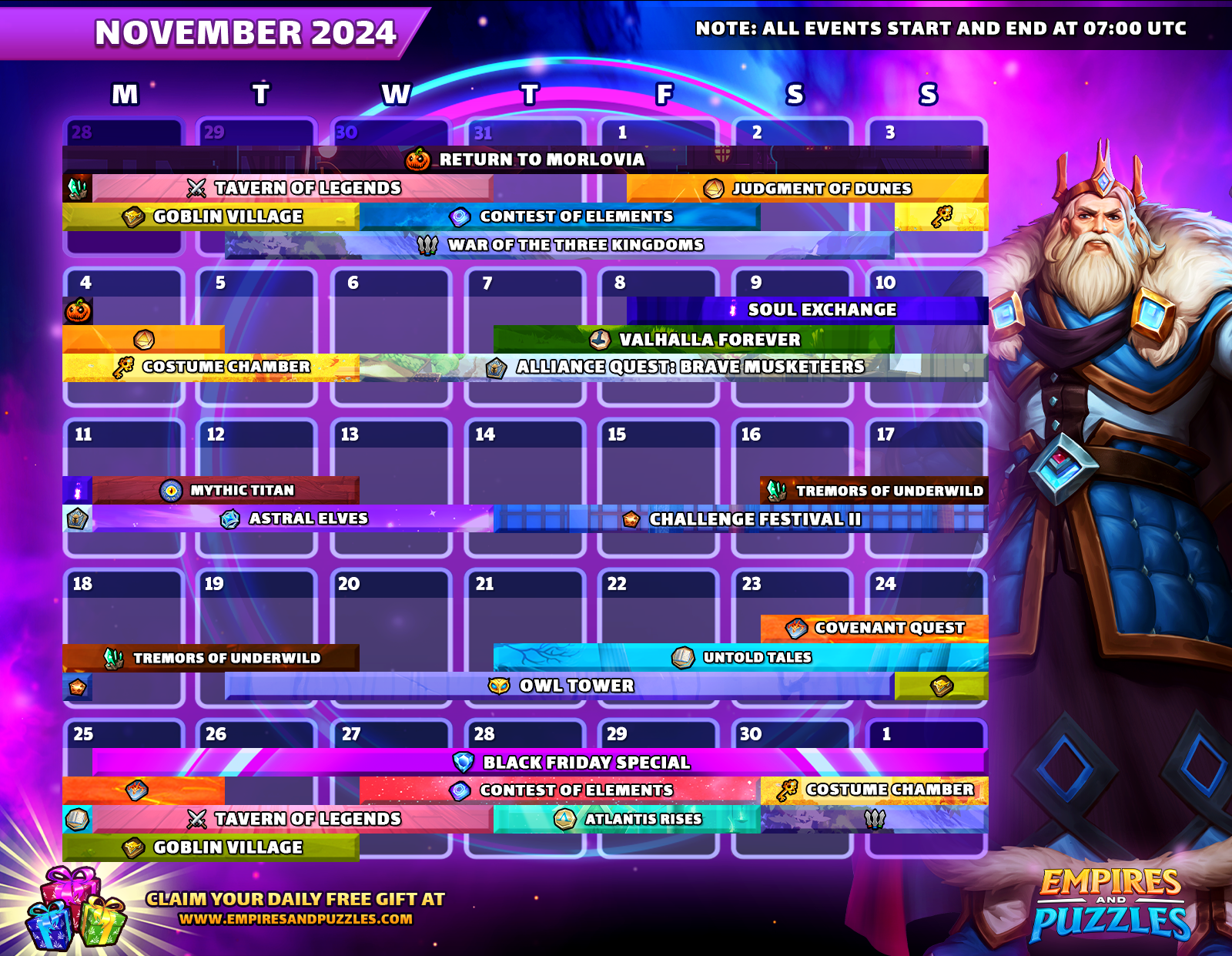 November 2024 Calendar of Events Empires & Puzzles