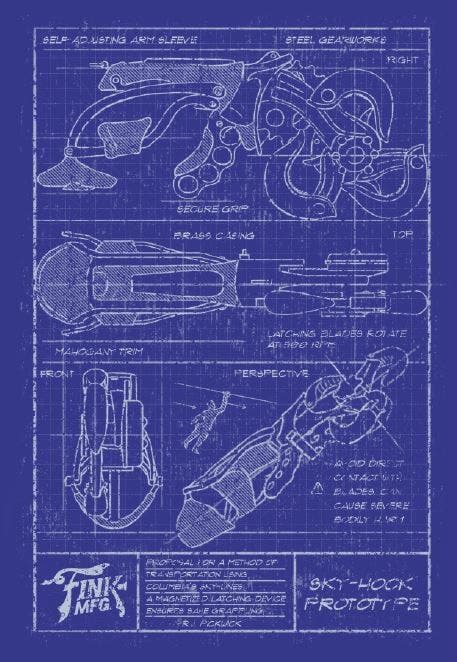 Sky Hook Blueprint T-Shirt-Product Image 2