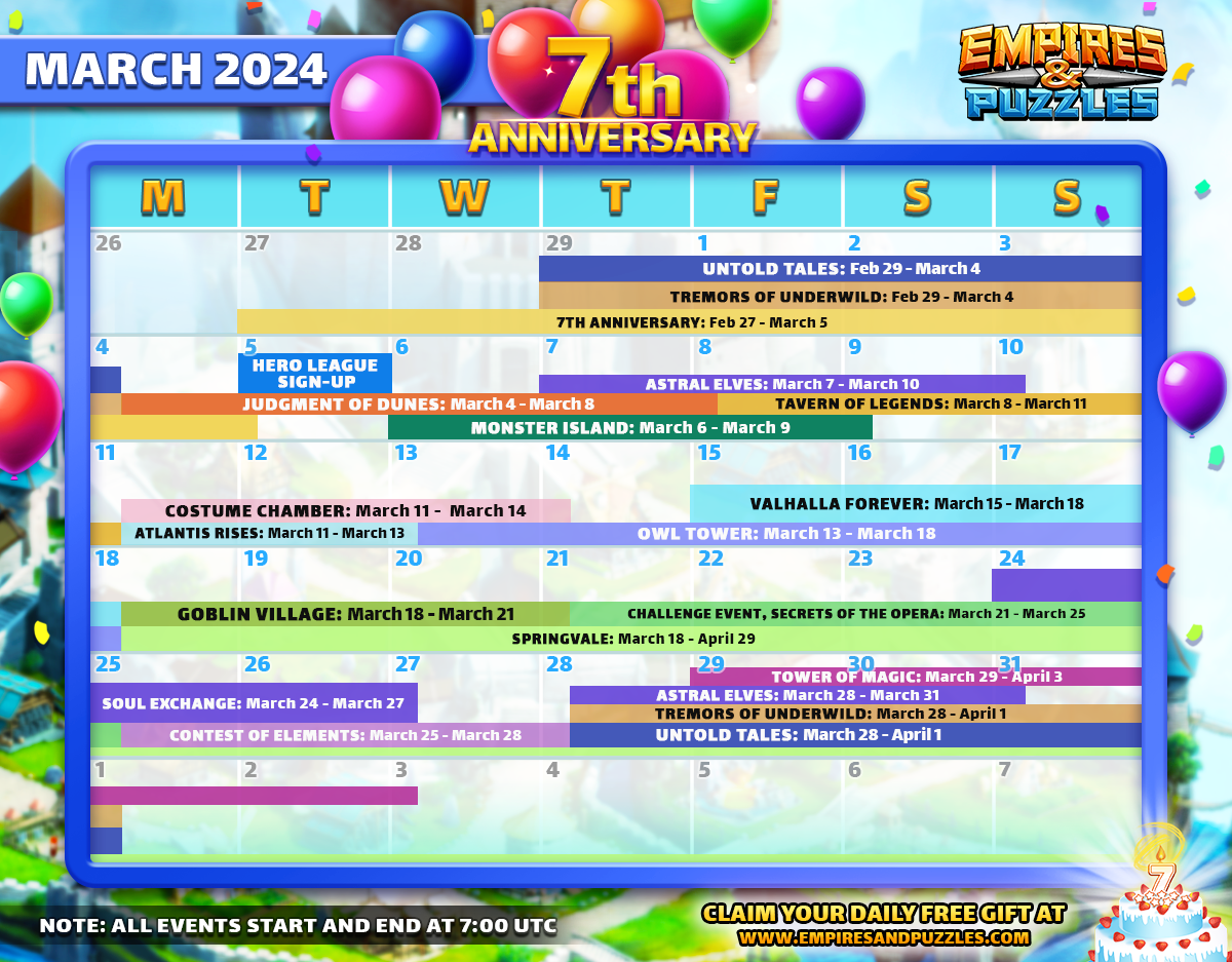 2024 Monthly Event Calendar March