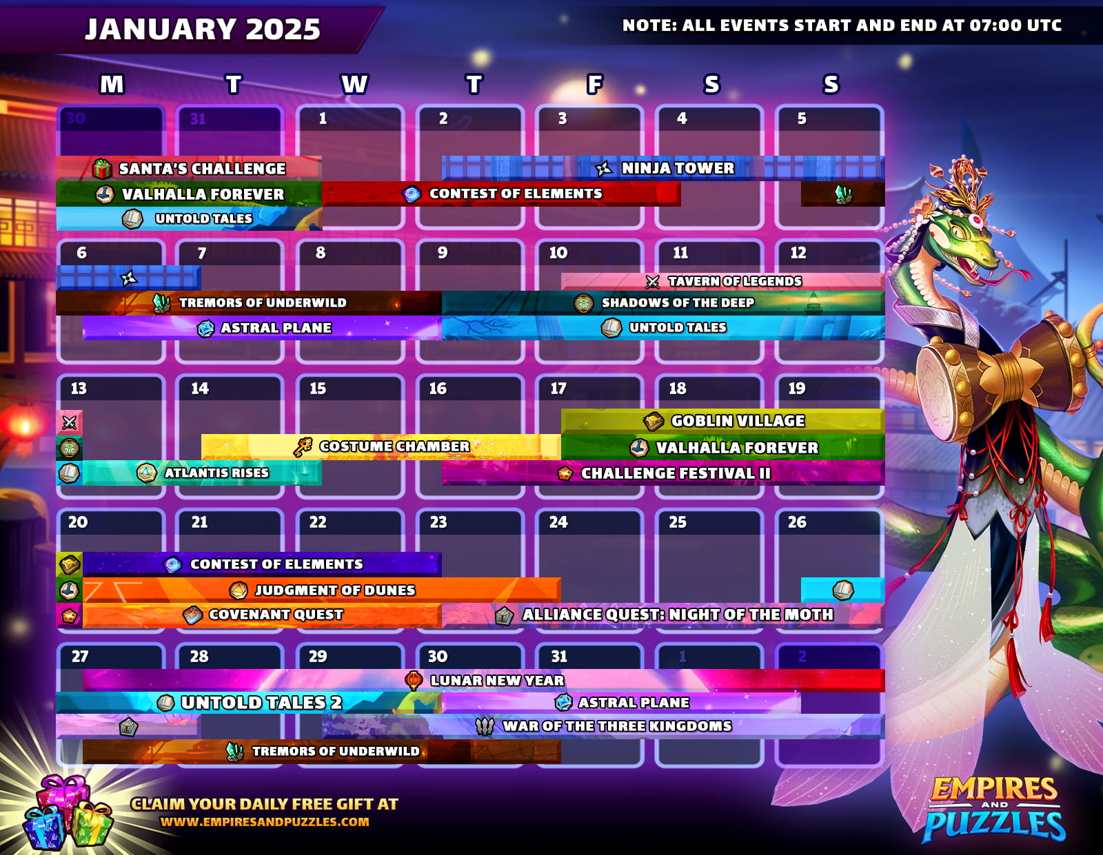 Calendar of Events for January 2025