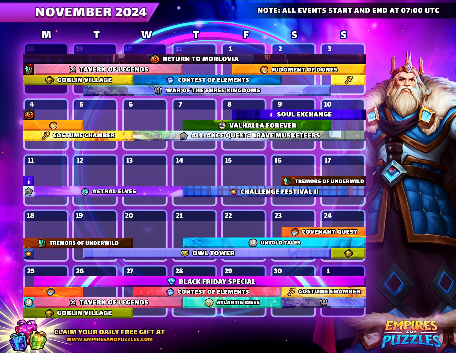 Calendar of Events for November 2024