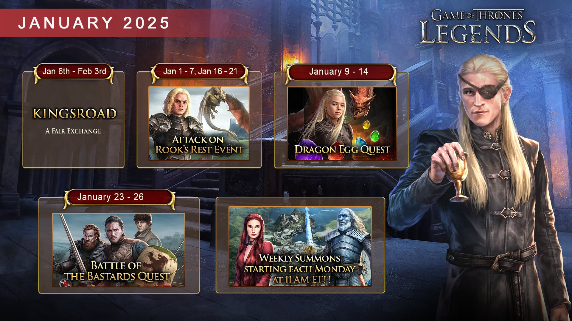 Game of Thrones Legends January 2025 Event Calendar