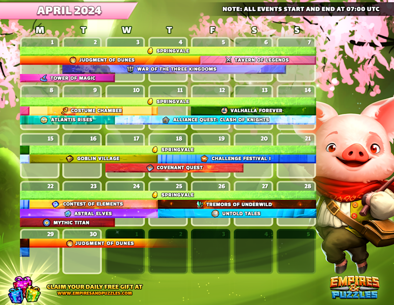 March 2024 Calendar of Events Empires & Puzzles