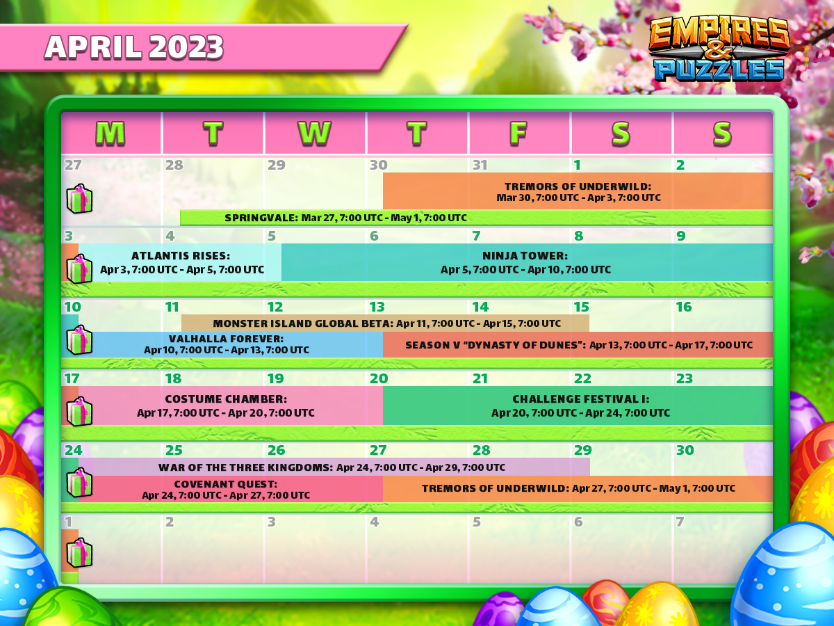 April 2023 Calendar of Events
