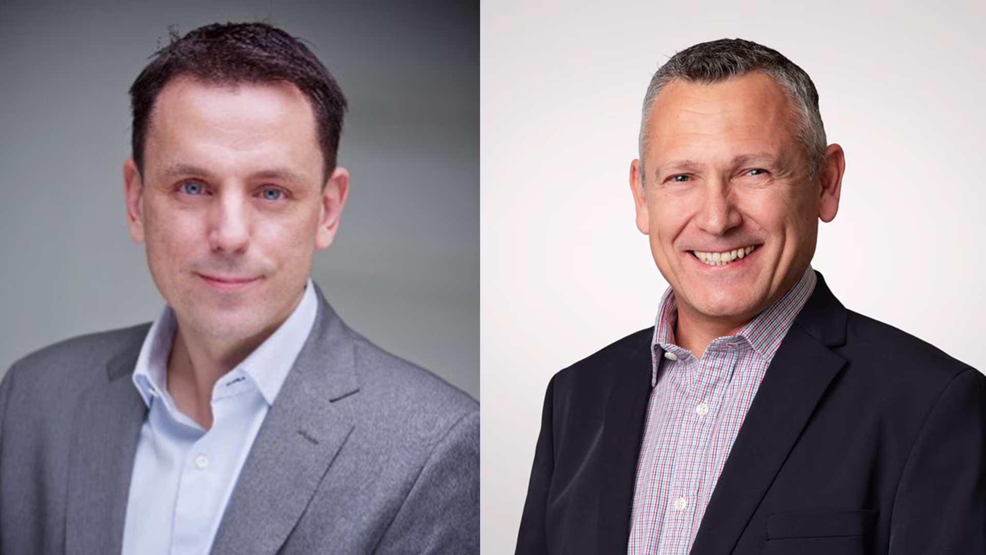 Two headshots of men in suits 