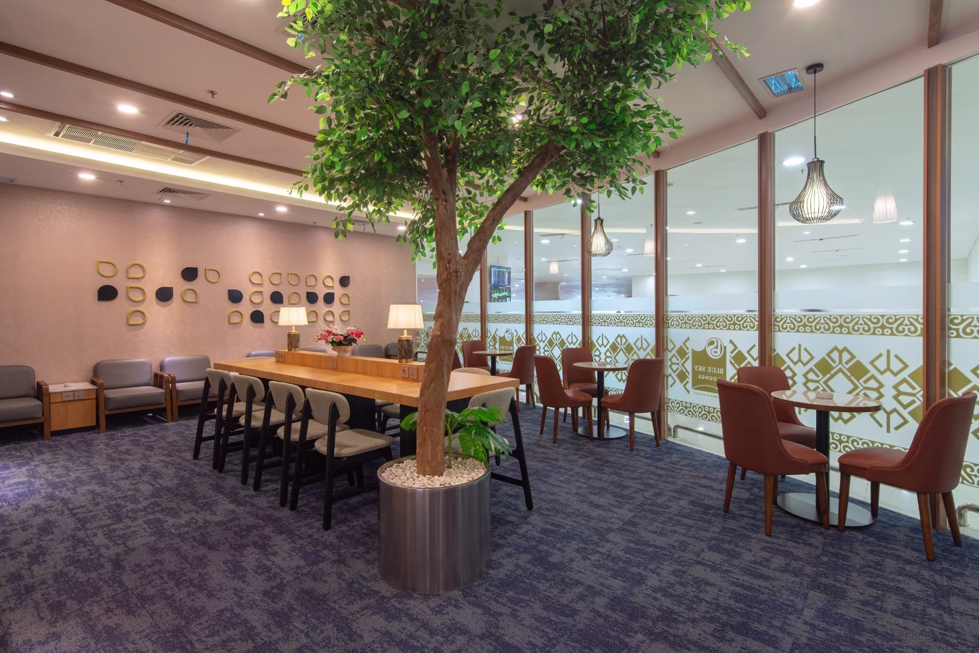 Blue Sky airport lounge seating area in Indonesia