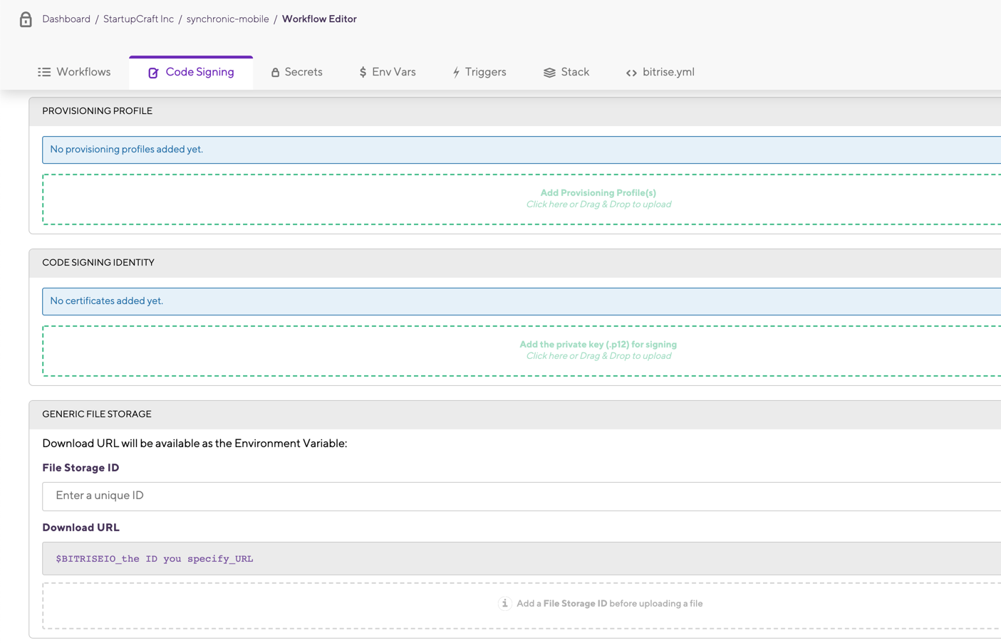 Code signing section