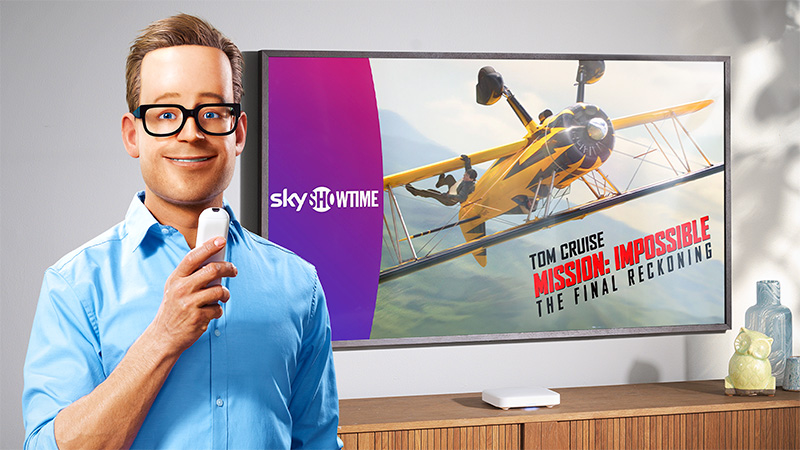 Boxer-Robert framför en tv-skärm