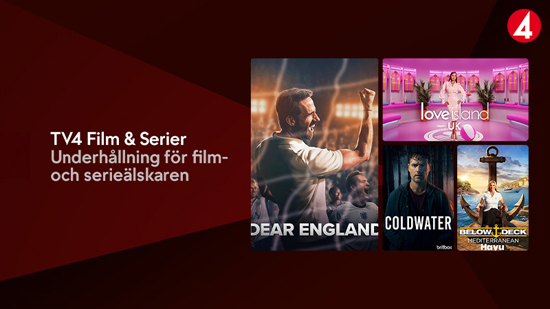 Reklamaffisch för TV4 Film & Serier med bilder från olika produktioner