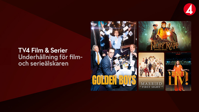 Reklamaffisch för TV4 Film & Serier med bilder från olika produktioner