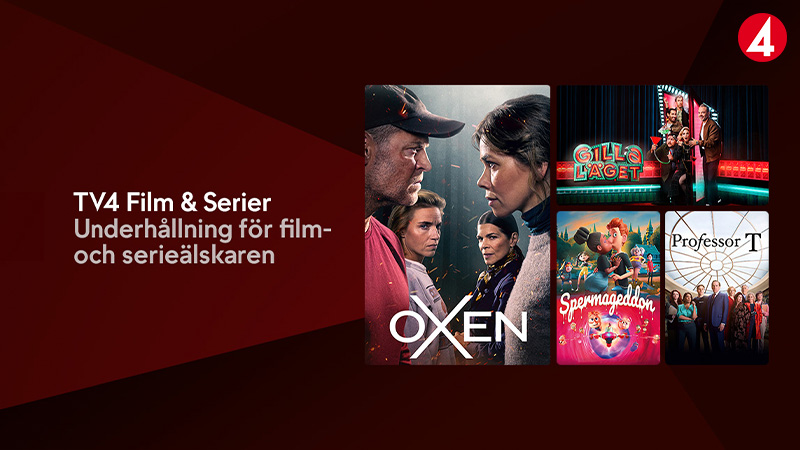 Reklamaffisch för TV4 Film & Serier med bilder från olika produktioner