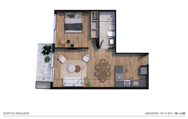 Plano 1 Dormitorio de Edificio Arcadia II