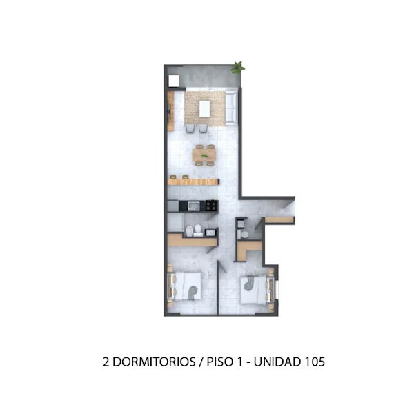 Plano 2 Dormitorios de Terrazas del San Salvador