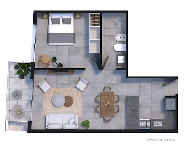 Plano 1 Dormitorio de Edificio Arcadia II