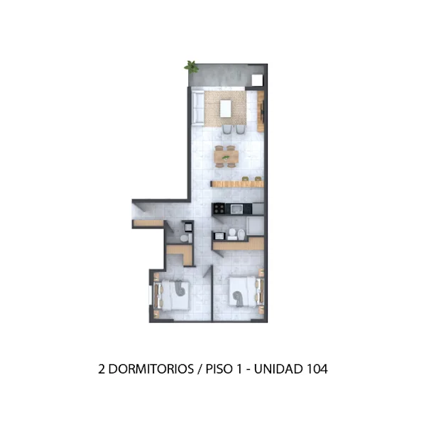 Plano 2 Dormitorios de Terrazas del San Salvador