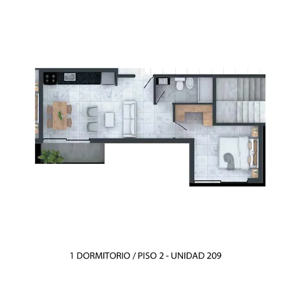 Plano 1 Dormitorio de Terrazas del San Salvador