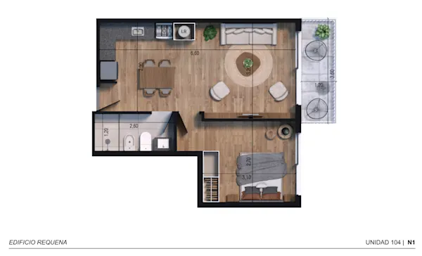 Plano 1 Dormitorio de Edificio Arcadia II