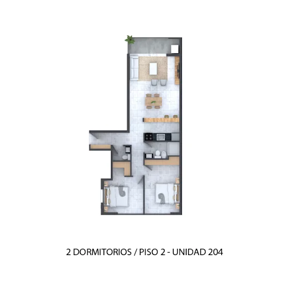 Plano 2 Dormitorios de Terrazas del San Salvador