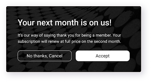 this month is on us popup