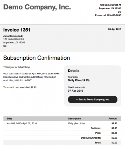 Invoice with gray template