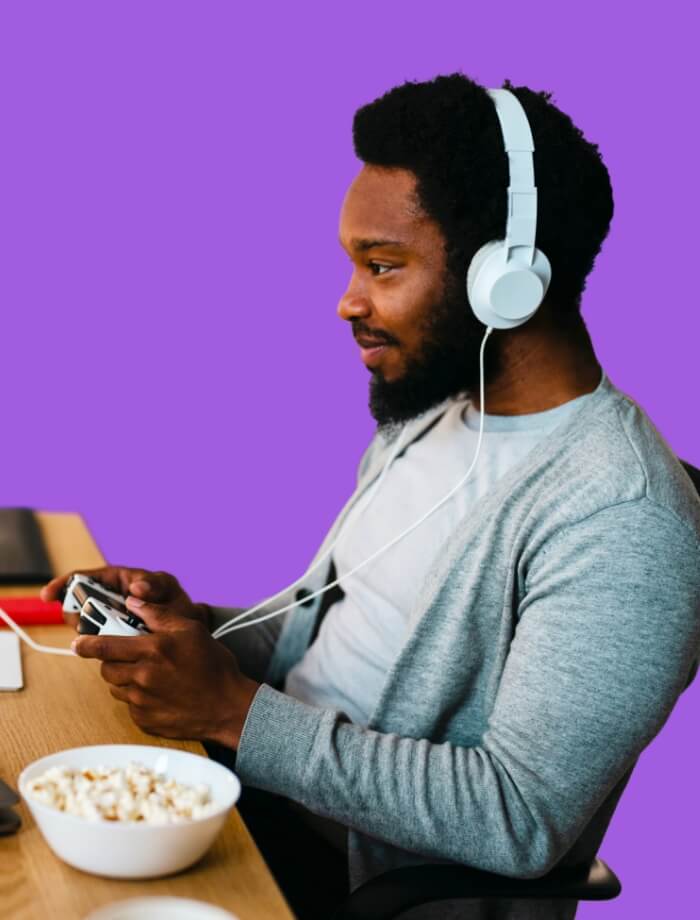 Male playing videogames