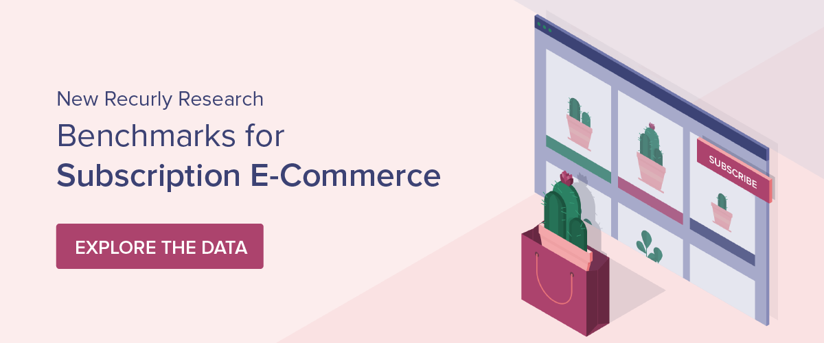 Benchmark for Subscription E-Commerce Recurly research banner depicting e-commerce website