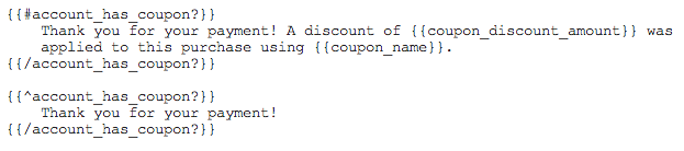 Thank you for your payment message in code