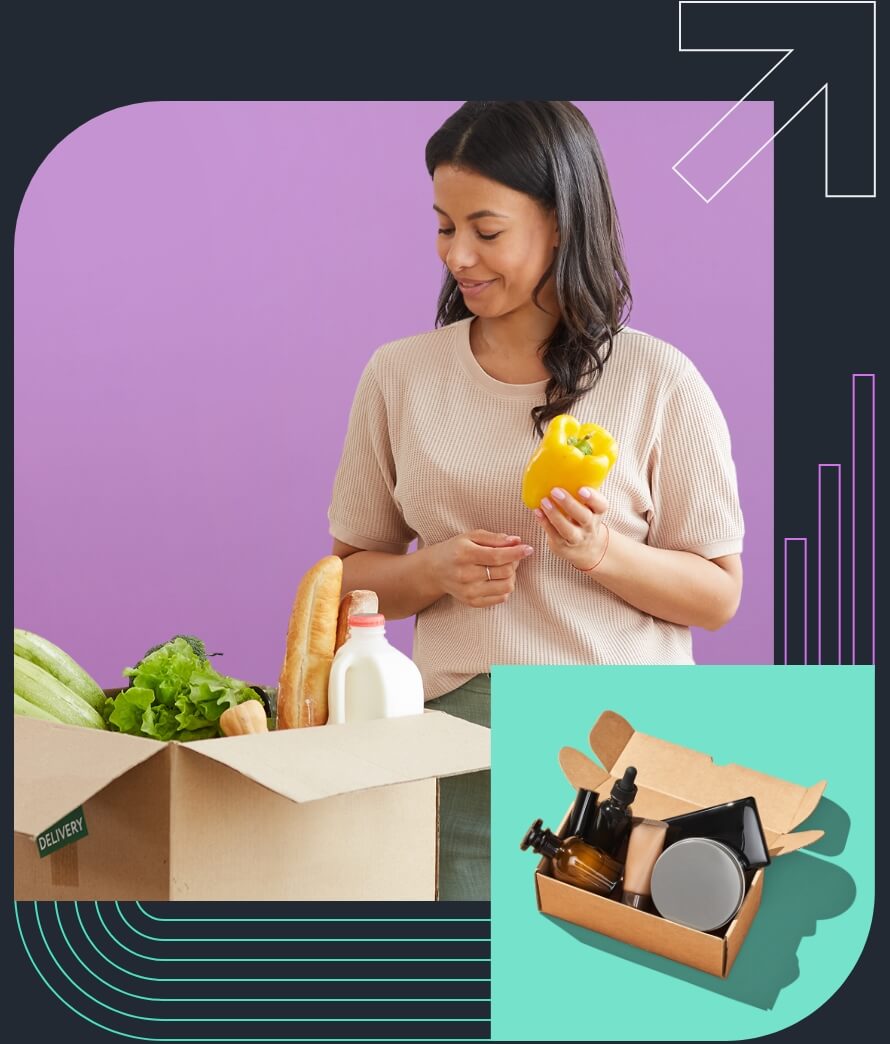 Woman opening grocery box