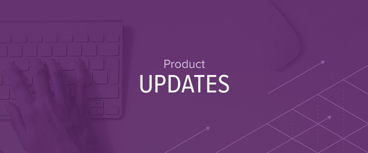 Product updates banner with purple filter