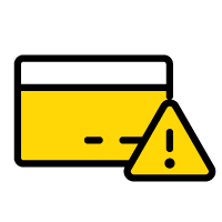 Icon credit card with warning yellow