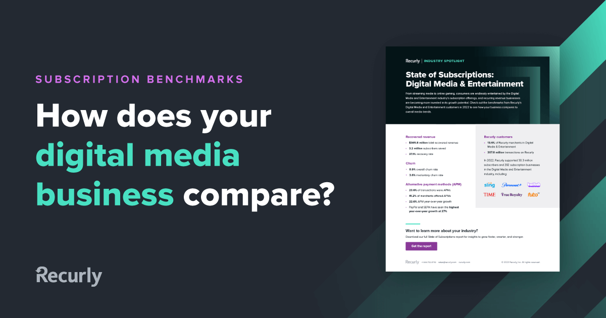 Digital Media Entertainment Subscription Benchmarks Recurly