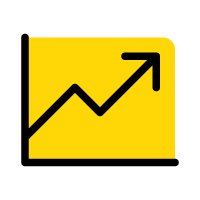 Icon chart with line going up yellow