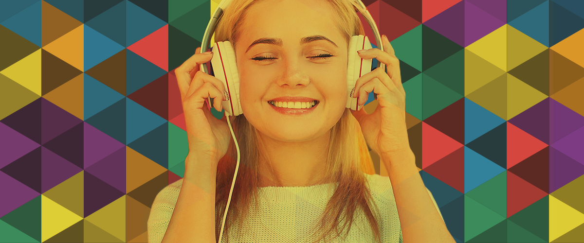 Woman wearing headphones listening to music