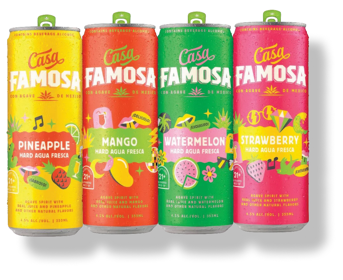 Casa Famosa cocktails in pineapple, mango, watermelon, and strawberry flavors