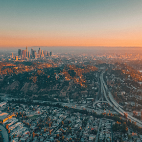 A view of a city and highway