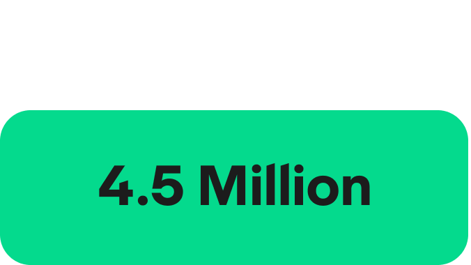A green rectangle with rounded edges and the words '4.5 Million' written in a Black font in the centre