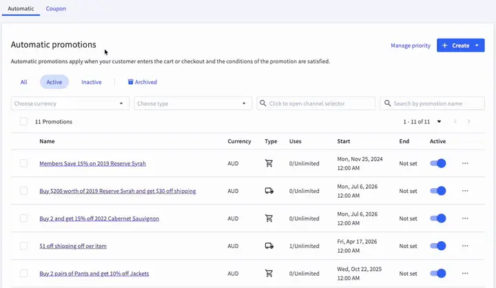 BigCommerce Archive Promotions feature demo.