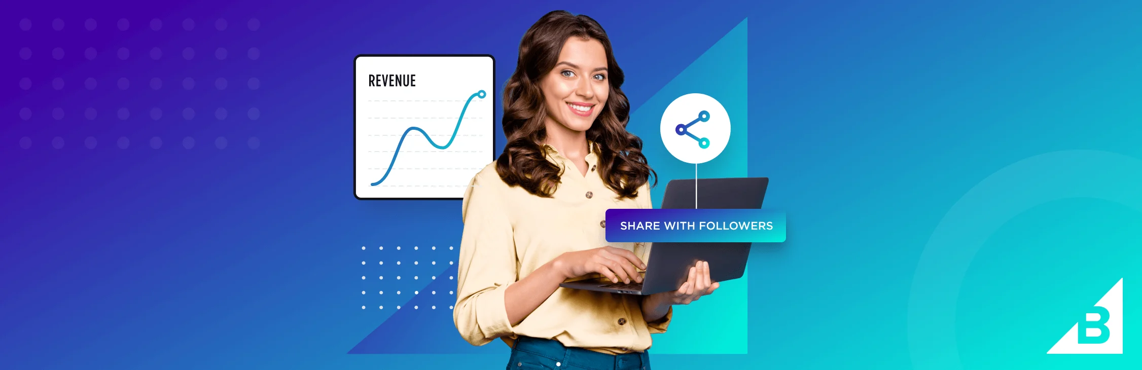 Article Header Share with Followers collage with blue background